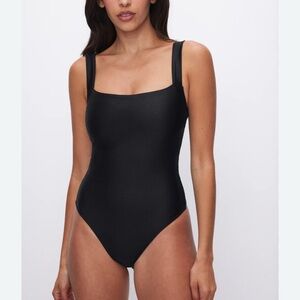 NWT Good American Black Bodysuit with Square Neckline